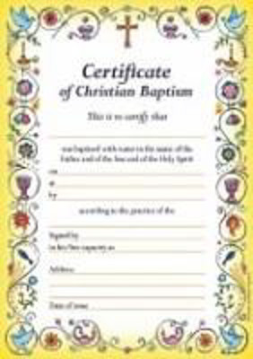Picture of Certificate of Christian Baptism B201 pack of 20