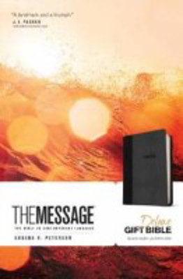 Picture of The Message Deluxe Gift Bible  Black/Slate Leather-Look