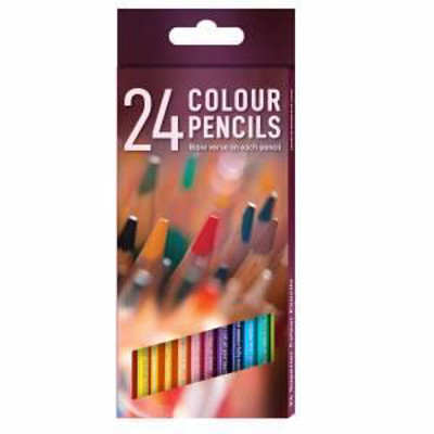 Picture of Colouring Pencils pack of 24 : Printed Bible verse on each pencil