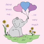 Picture of Wall Art small square: Jesus loves me (pink)