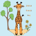 Picture of Wall Art small square: Jesus loves me (giraffe)
