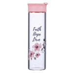 Picture of Glass Water Bottle: Faith, Hope & Love