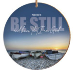 Picture of Hanging Ceramic: Be Still & Know: Boats..
